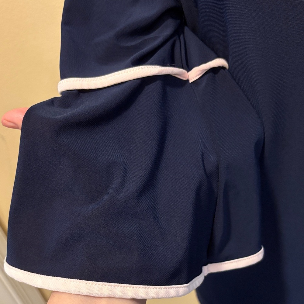 Faith and Joy Navy Blue Bell Sleeve Blouse - Picture 3 of 10